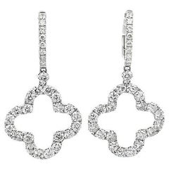 Clover Diamonds Earrings 1.75ct in 14k White Gold 