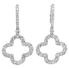 Clover Diamonds Earrings 1.75CT in 14K White Gold