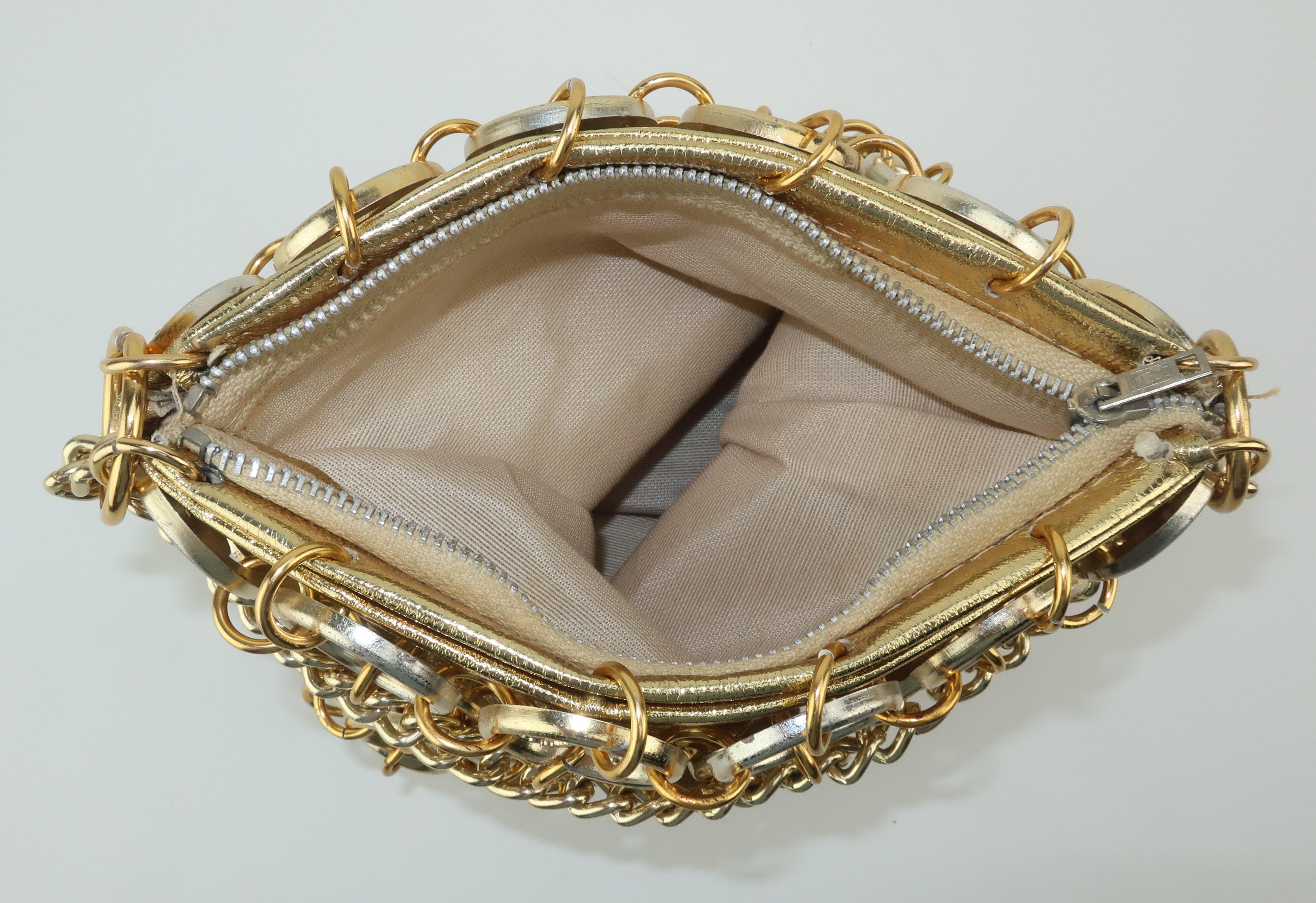 Clover Disk Chain Mail Gold Handbag, 1960's 1