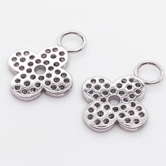 Iconic Cross Earring Charm, 14 Karat White Gold Pave Diamond Clover Earring
