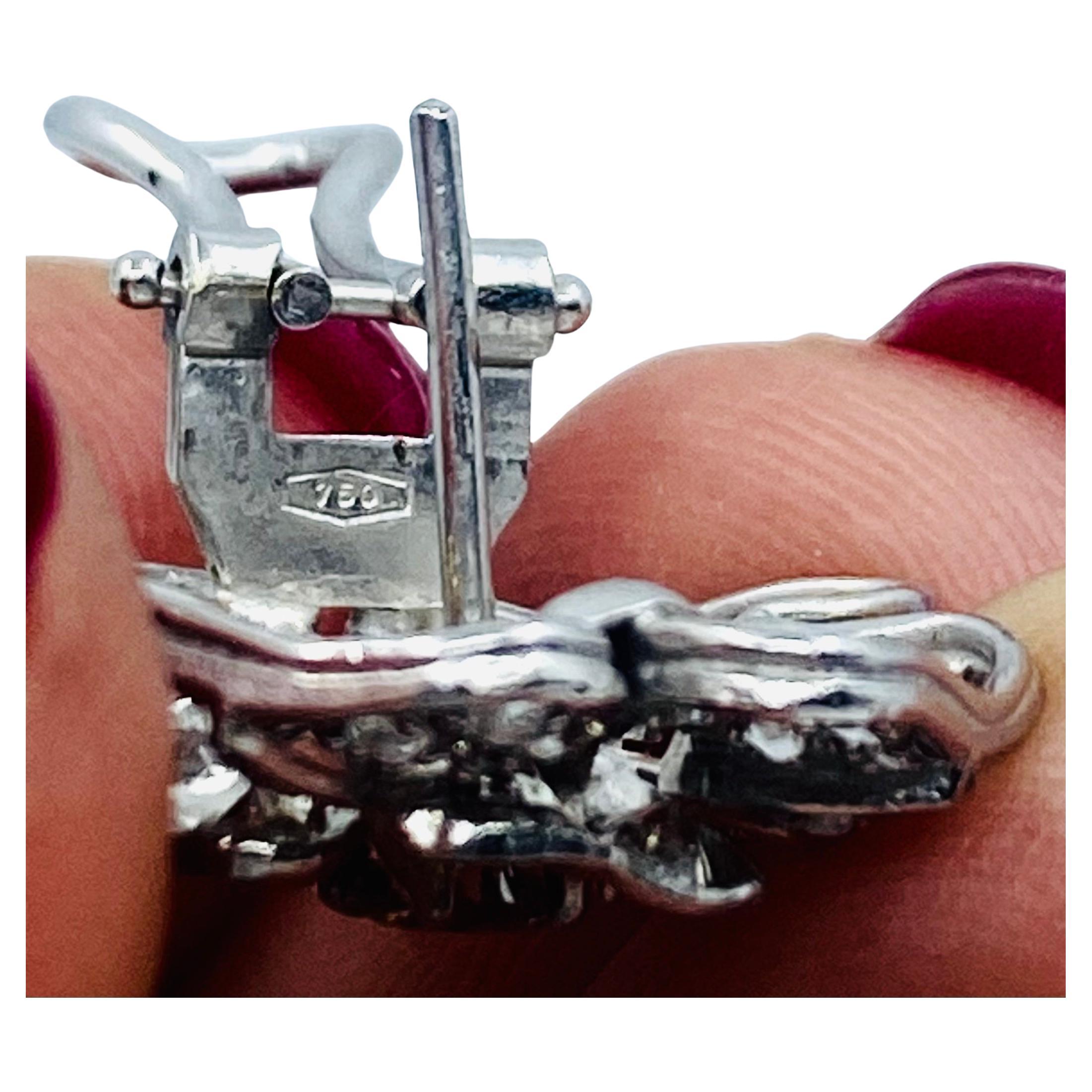 Klee-Ohrringe Diamant 18k Weißgold Estate Jewelry im Angebot 6
