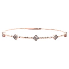 Clover Flex Diamond Bangle 14k Rose Gold 6.5"