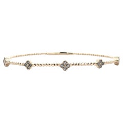 Clover Flex Diamond Bangle 14k Yellow Gold 6.5"