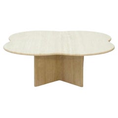 Clover/Flower Top Travertine Coffee Table 70s, Italy