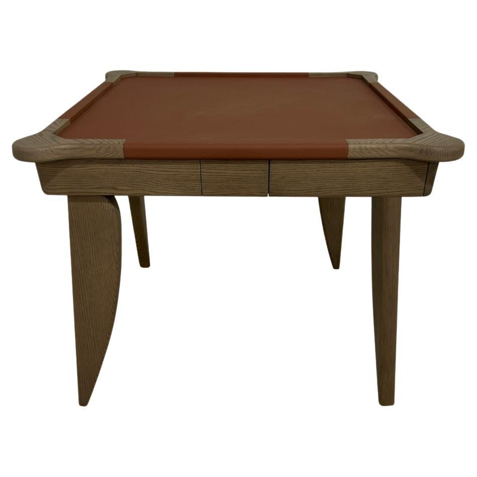 Clover Mahjong Table in Genuine Leather & Ash Wood By André Fu Living