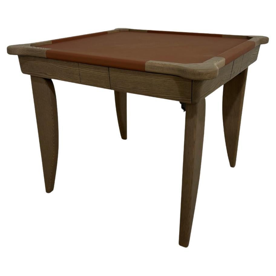 Clover Mahjong Table in Genuine Leather & Oak Wood by André Fu Living