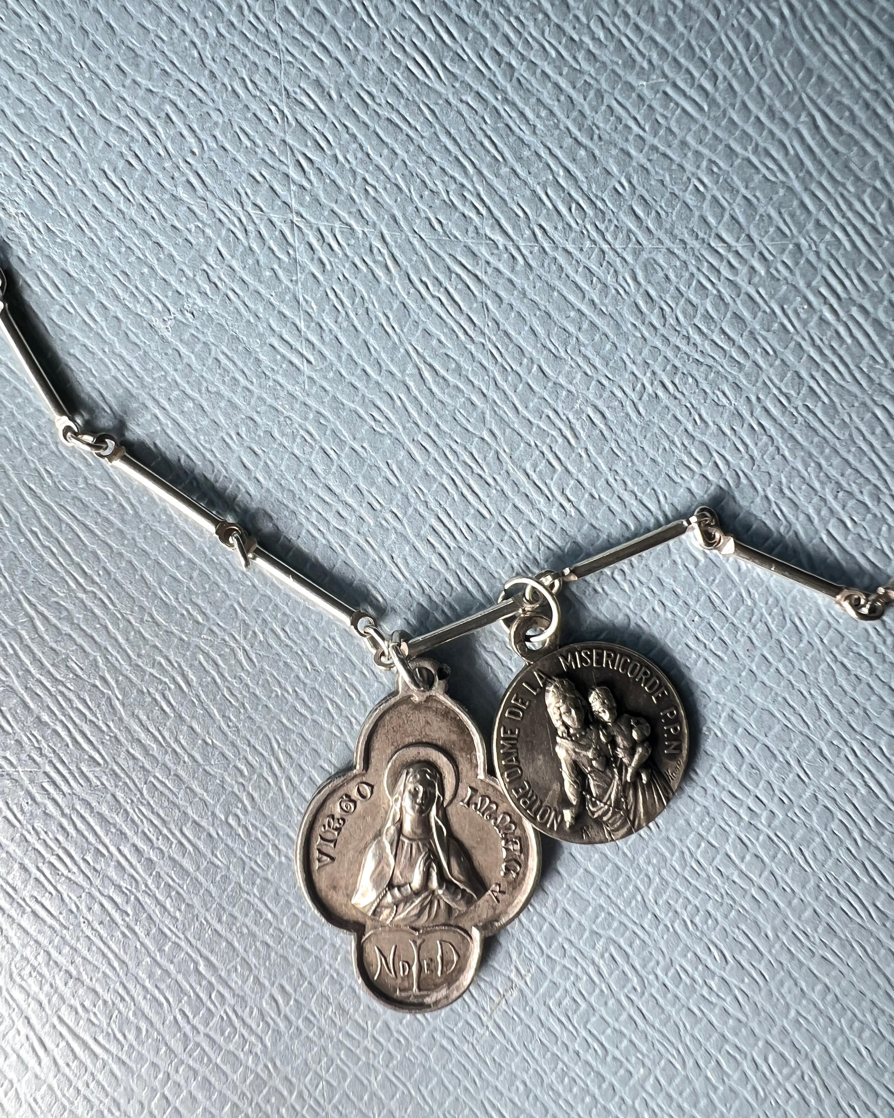 Women's Chain Necklace Miraculous Medal Virgo Oval Pendant For Sale