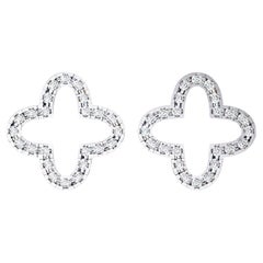 Clover Natural Diamond Studs In 14KT White Gold