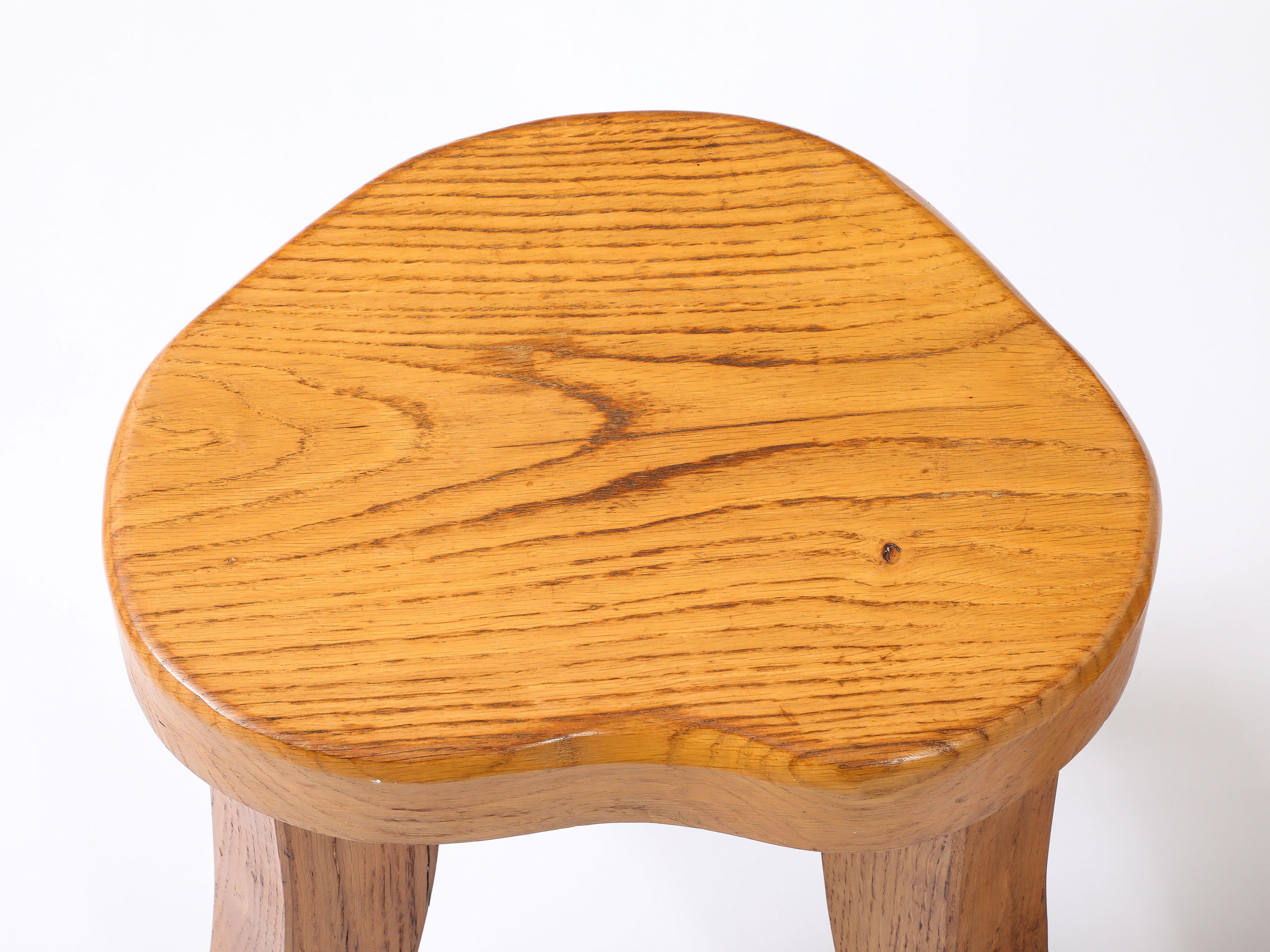 Clover Oak Stools, France 1950's For Sale 2