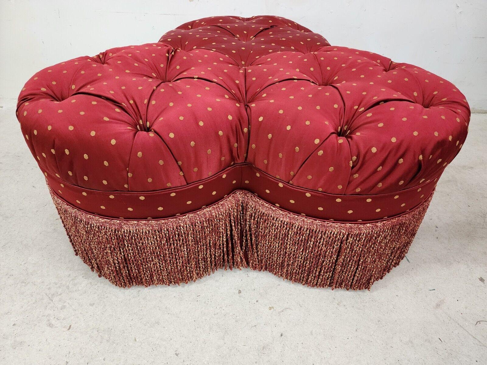 Clover Ottoman Pouf Tufted Hollywood Regency  For Sale 6