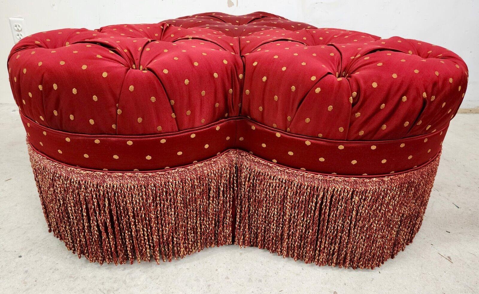 Late 20th Century Clover Ottoman Pouf Tufted Hollywood Regency  For Sale