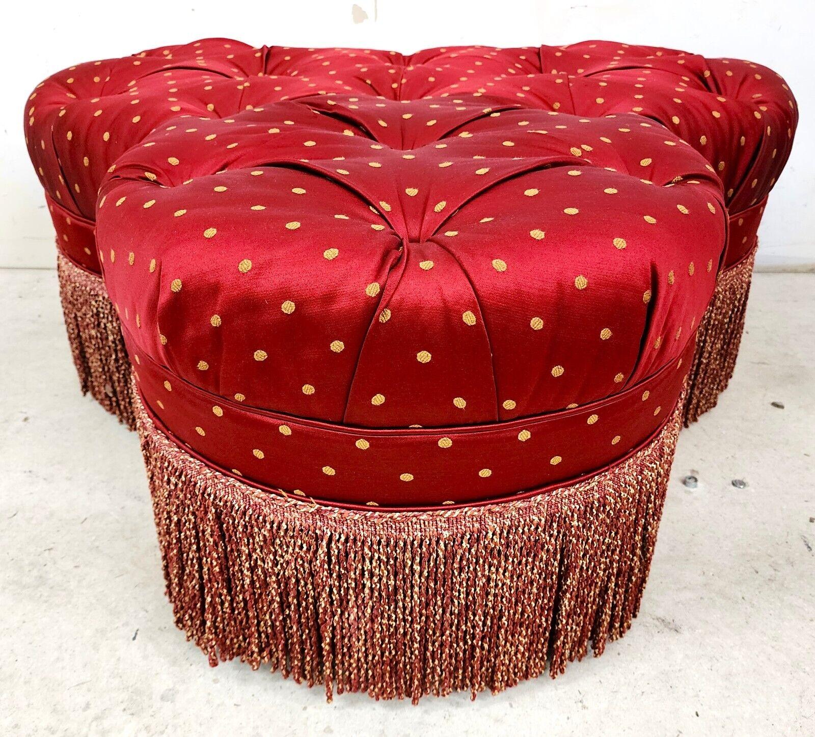 Cotton Clover Ottoman Pouf Tufted Hollywood Regency  For Sale