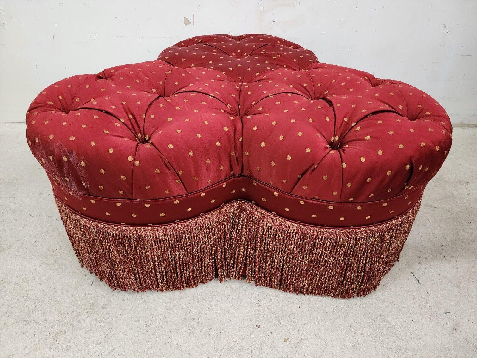 Clover Ottoman Pouf Tufted Hollywood Regency  For Sale 3