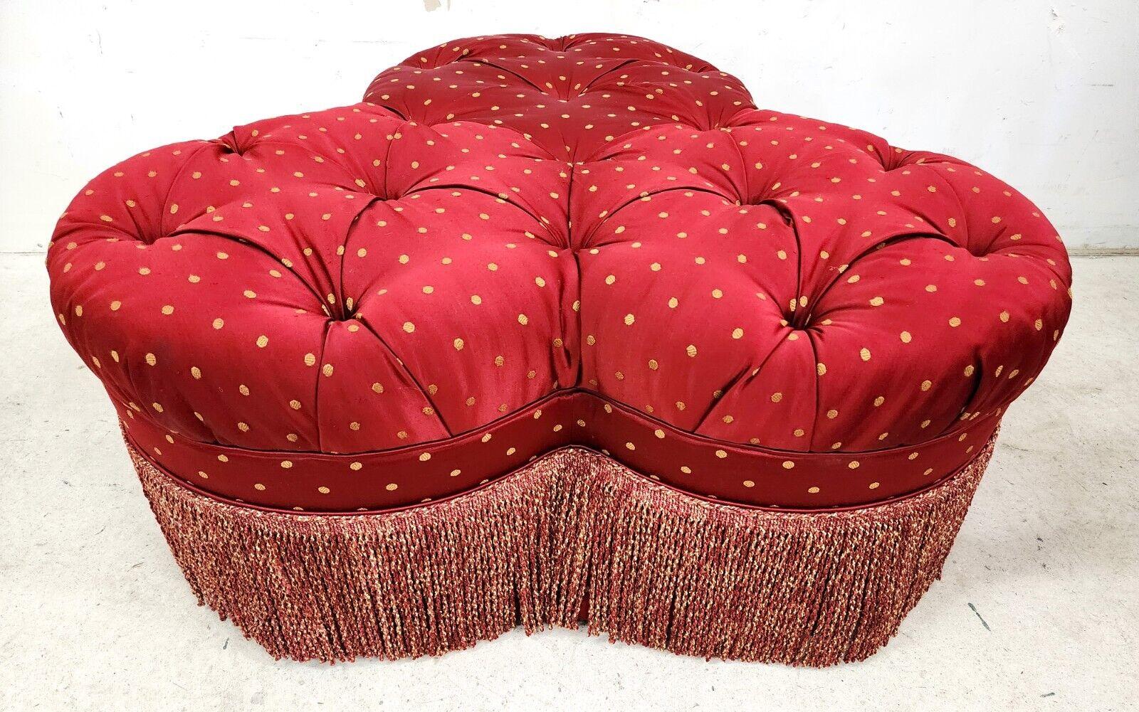 Clover Ottoman Pouf Tufted Hollywood Regency  For Sale 4