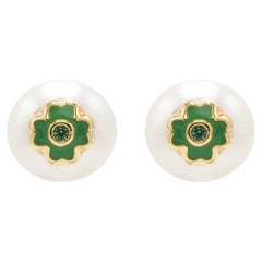 Clover Pearl Enamel Ear Studs