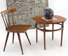 Clover Shape Checker Tile Top Walnut Side Table