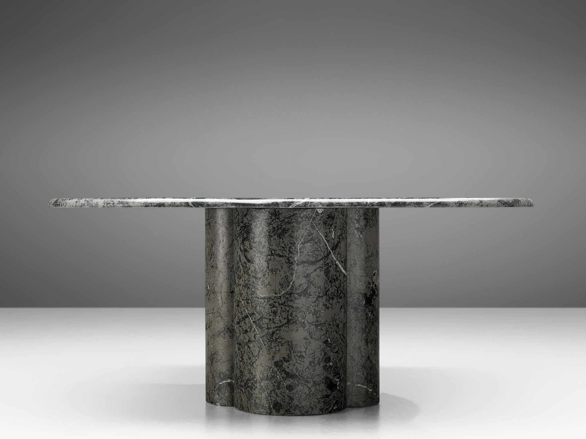 Post-Modern Clover Shaped Coffee Table in Grey Marble