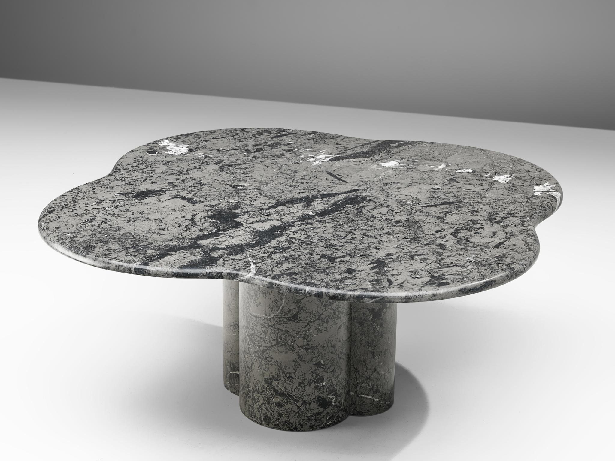 European Clover Shaped Coffee Table in Grey Marble