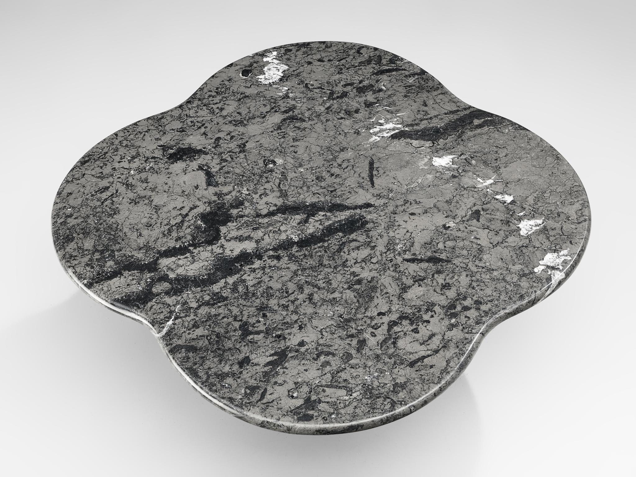 Post-Modern Clover Shaped Coffee Table in Grey Marble