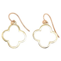 Clover shaped drop dangle earrings 9k yellow gold