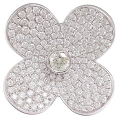 Clover Shaped Moving Full Diamonds Set 18 Kt Ring