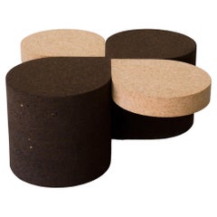 Clover Solid Cork Contemporary Sculptural Carved Coffee Table Mix