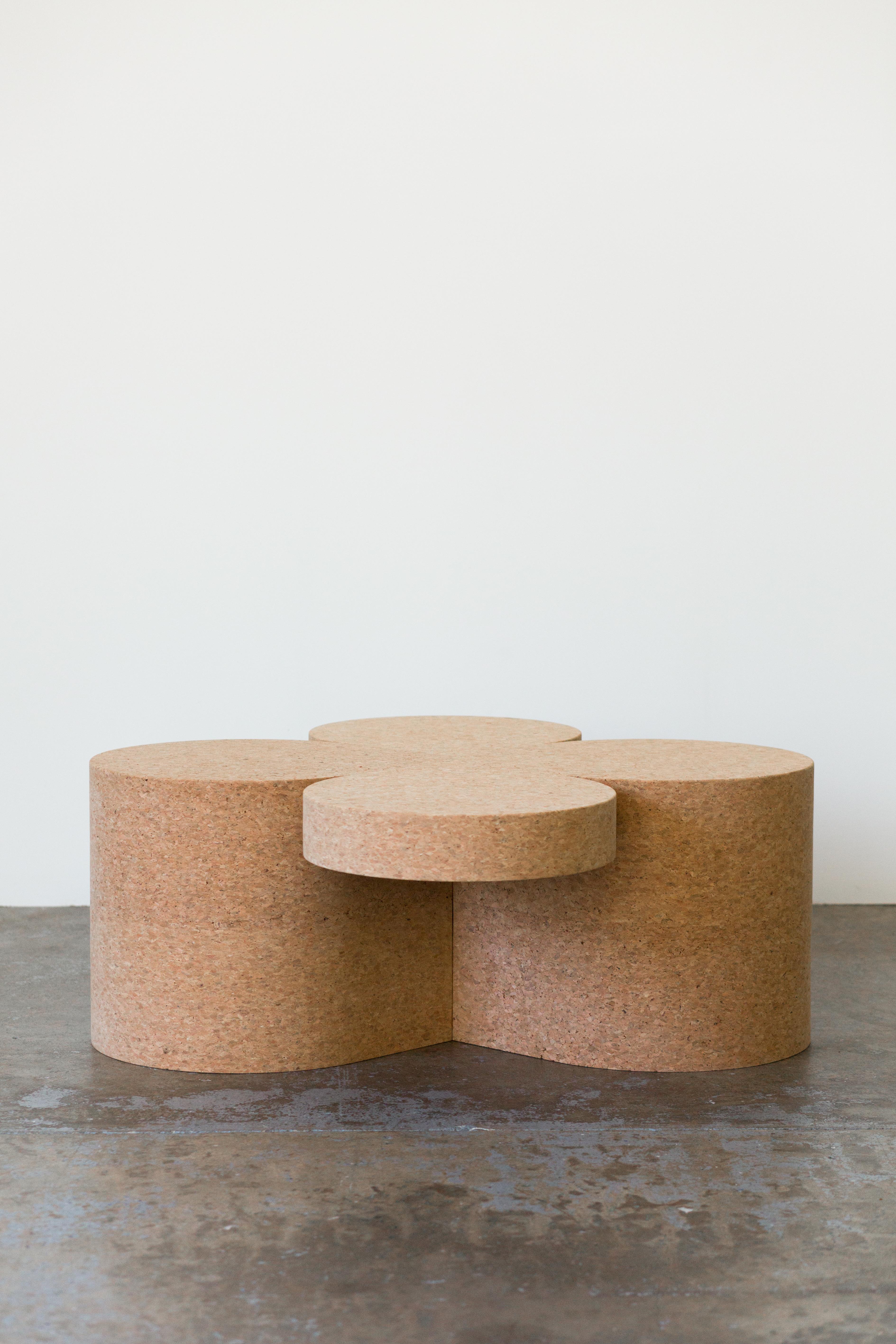 Clover Solid Cork Contemporary Sculptural Carved Coffee Table Natural In New Condition For Sale In Bainbridge Island, WA