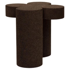 Clover Solid Cork Contemporary Sculptural Carved Side Drinks Table Dark Brown 