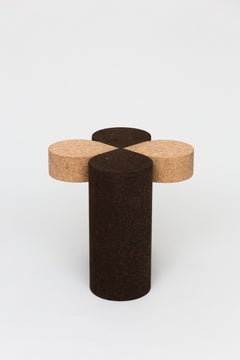 Clover Solid Cork Contemporary Sculptural Carved Side Drinks Table Mix