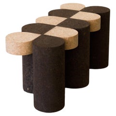 Clover Solid Cork Contemporary Sculptural Carved Side Table Large Mix