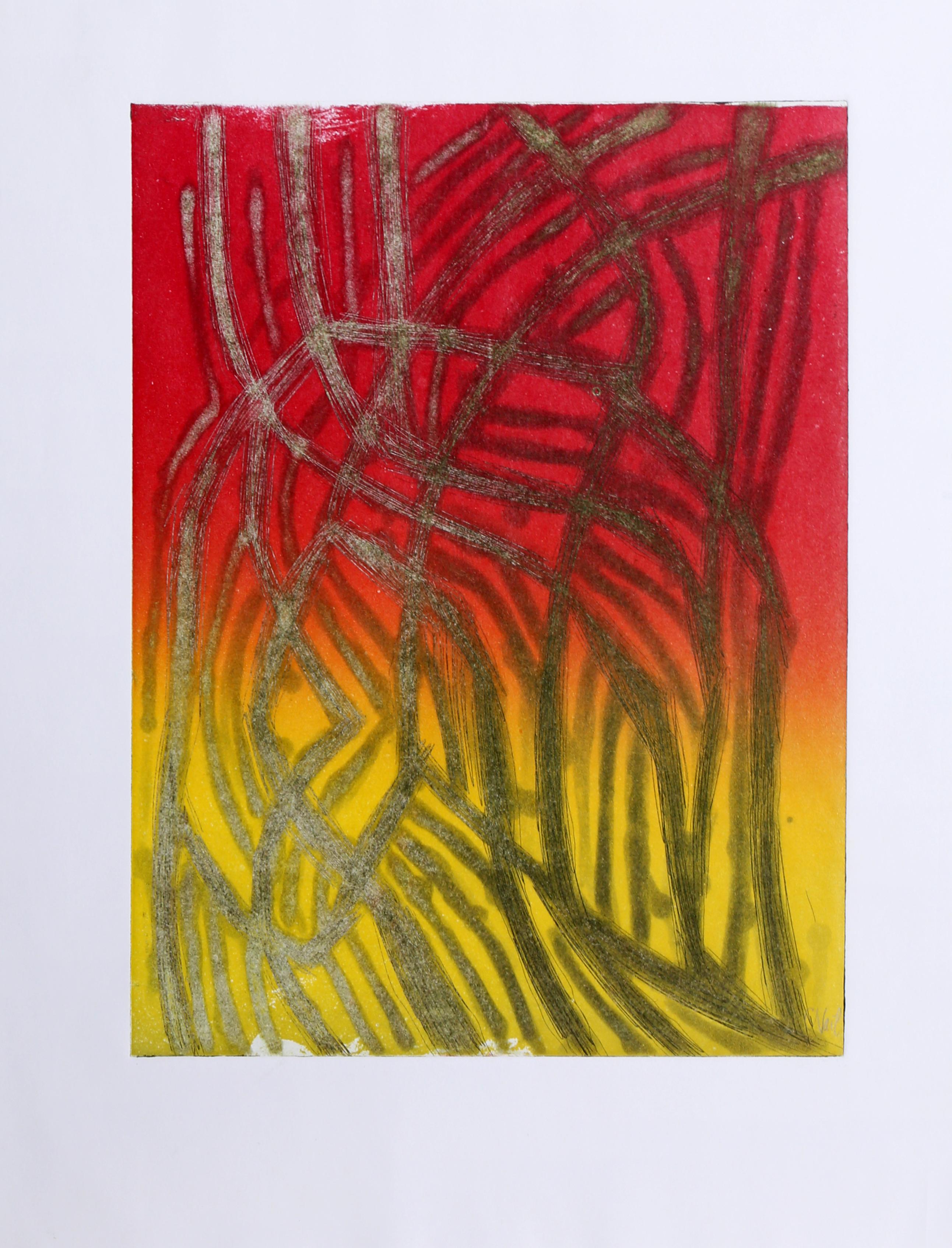 Abstract 2
Date: 2005
Monoprint, signed in pencil
Image Size: 13 x 9.75 inches
Size: 17 x 13 in. (43.18 x 33.02 cm)