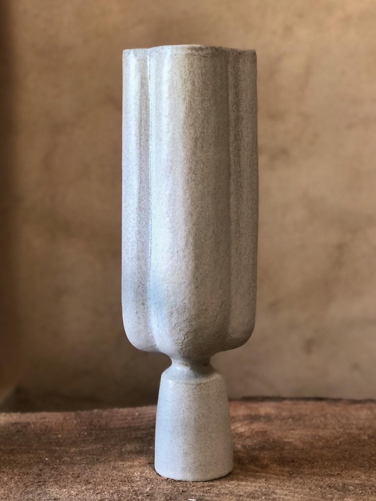 Clover Vase by Sophie Vaidie
One Of A Kind.
Dimensions: D 13 x W 14 x H 42 cm. 
Materials: Beige stoneware with beige glaze.

In the beginning, there was a need to make, with the hands, the touch, the senses. Then came the desire to create and