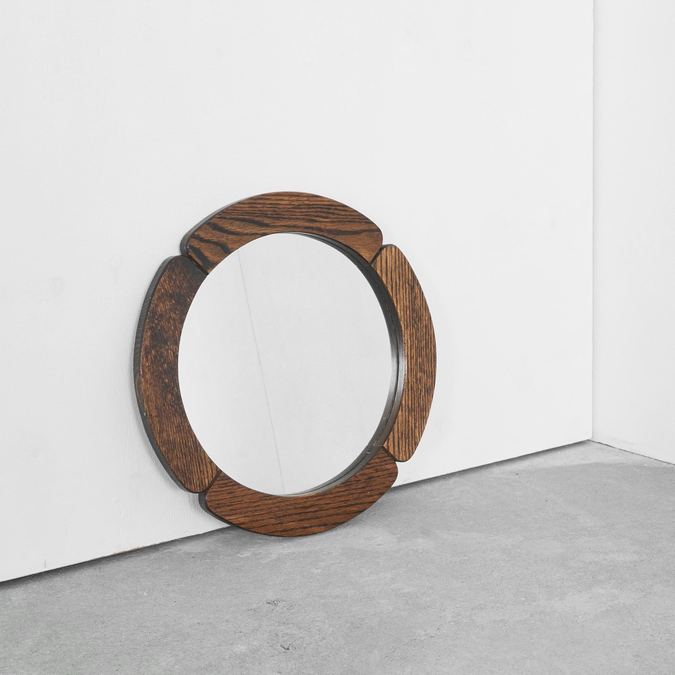 Mid-Century moderno Specchio 'Cloverleaf' in Oak massiccio anni '70 in vendita