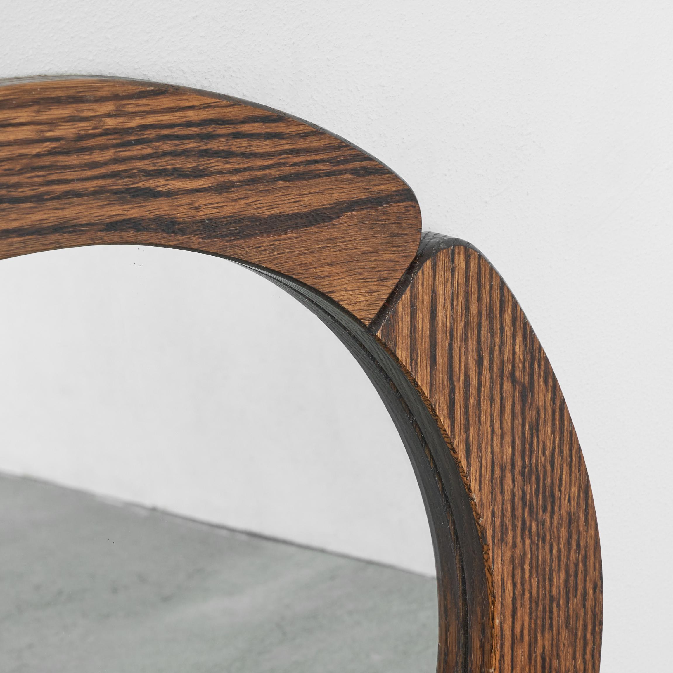 Fatto a mano Specchio 'Cloverleaf' in Oak massiccio anni '70 in vendita