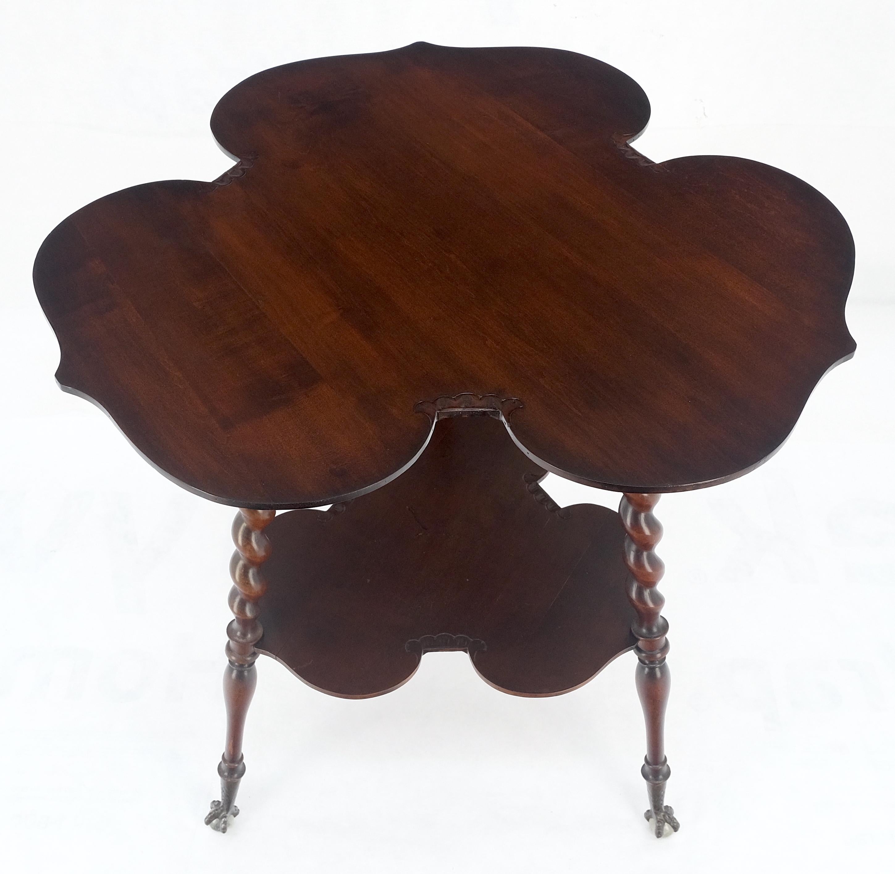 Cloverleaf Motif Carved Mahogany Claw Feet Twisted 