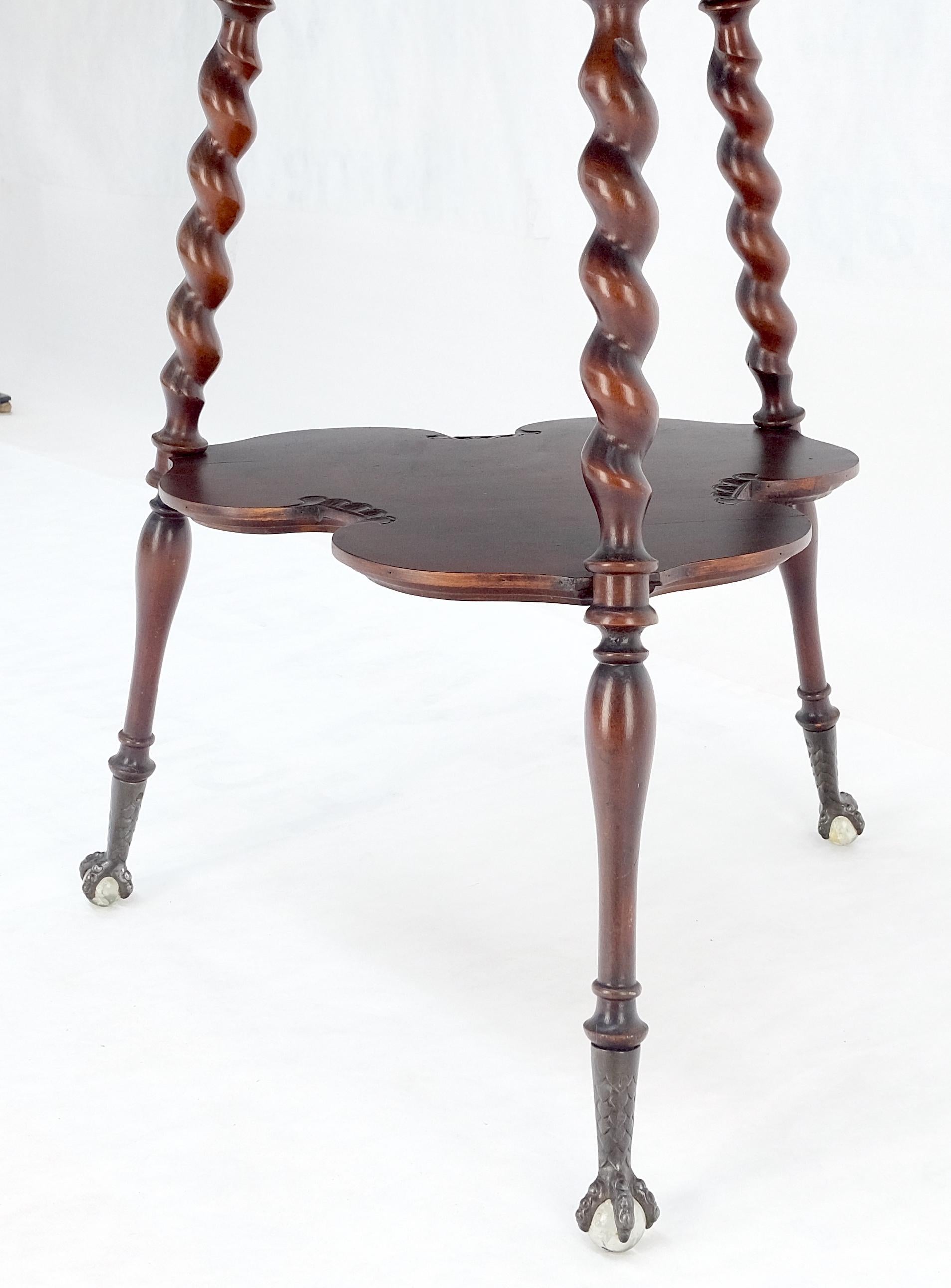 Arts and Crafts Cloverleaf Motif Carved Mahogany Claw Feet Twisted 