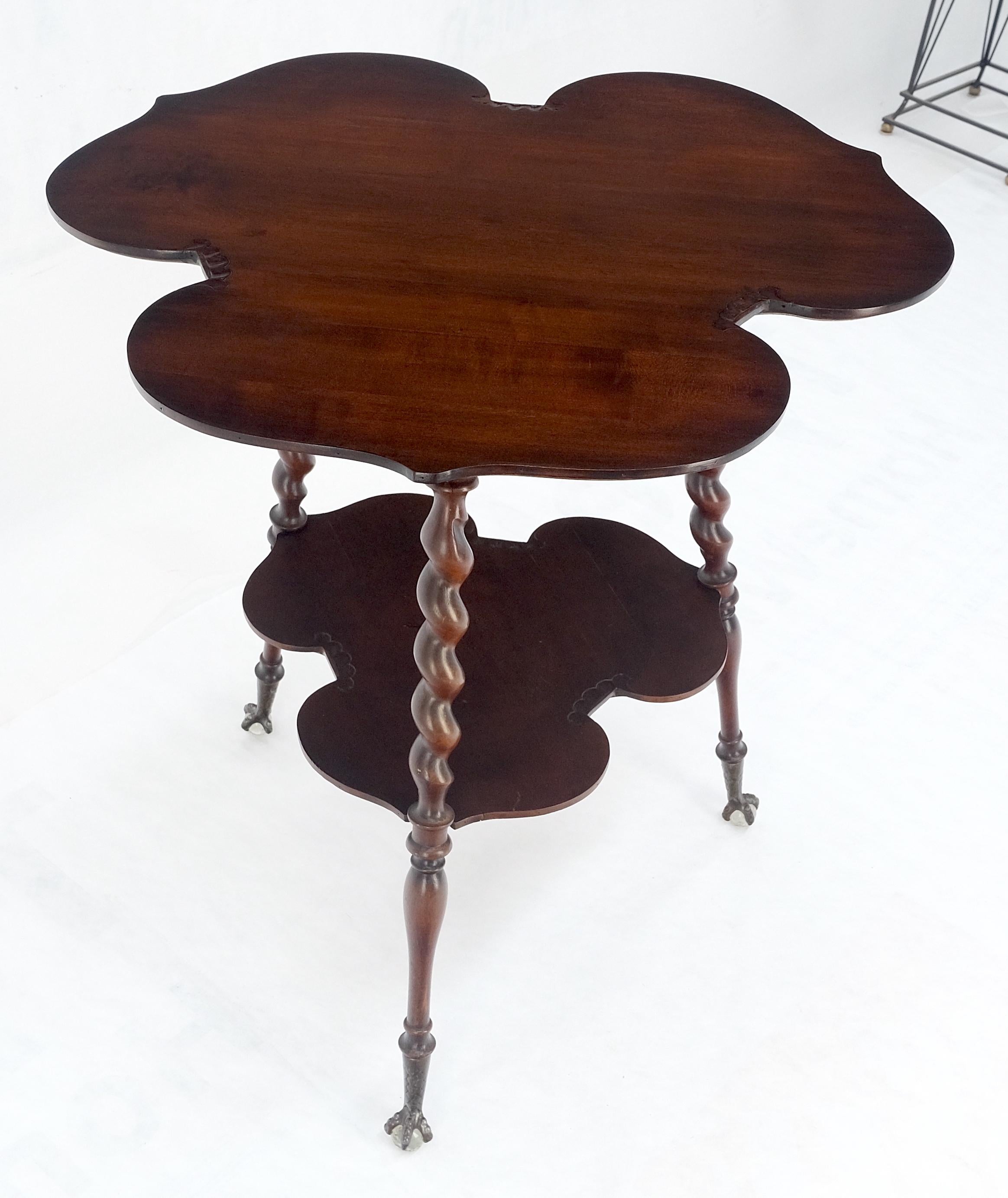 Cloverleaf Motif Carved Mahogany Claw Feet Twisted 