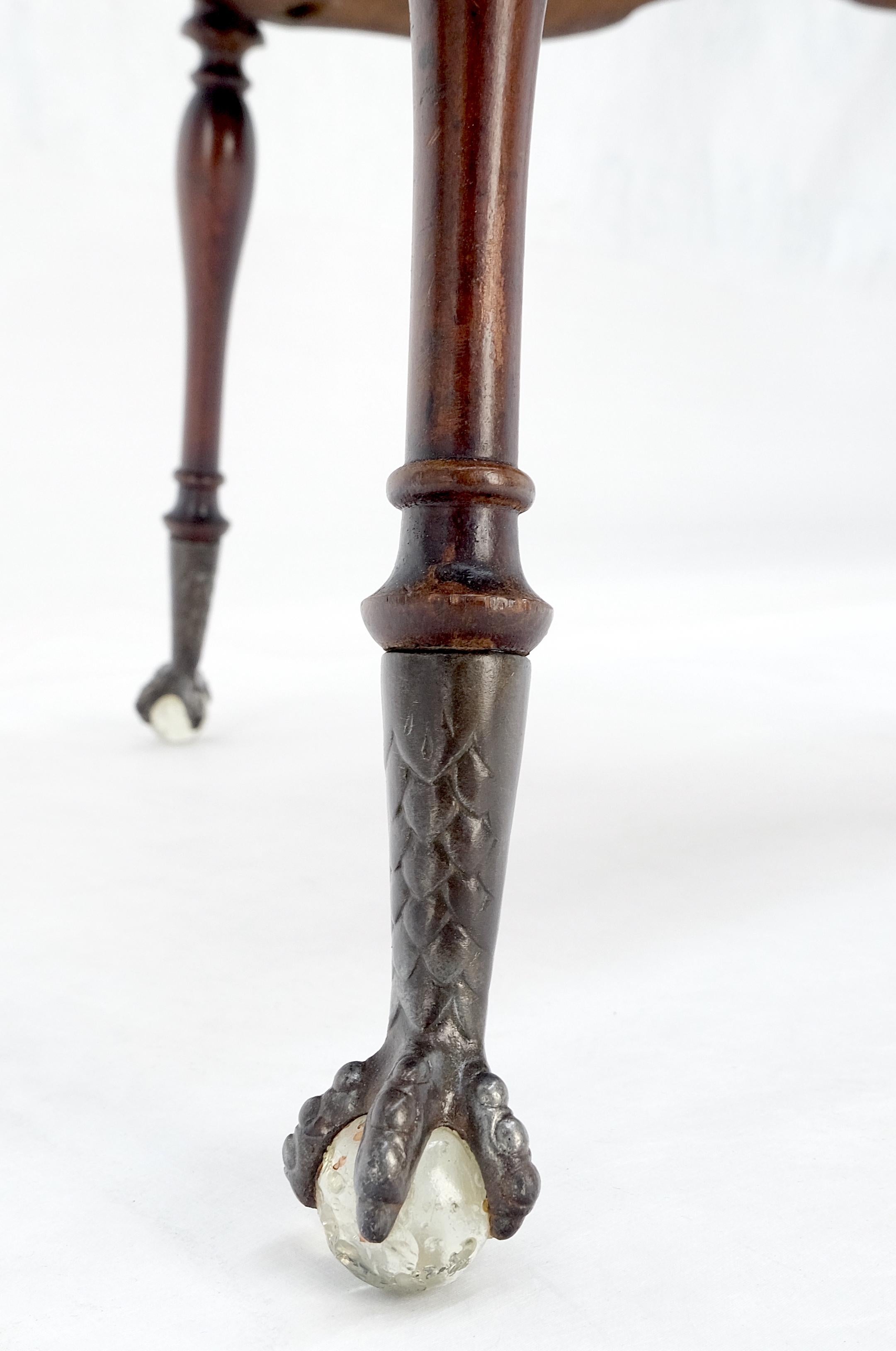 Brass Cloverleaf Motif Carved Mahogany Claw Feet Twisted 