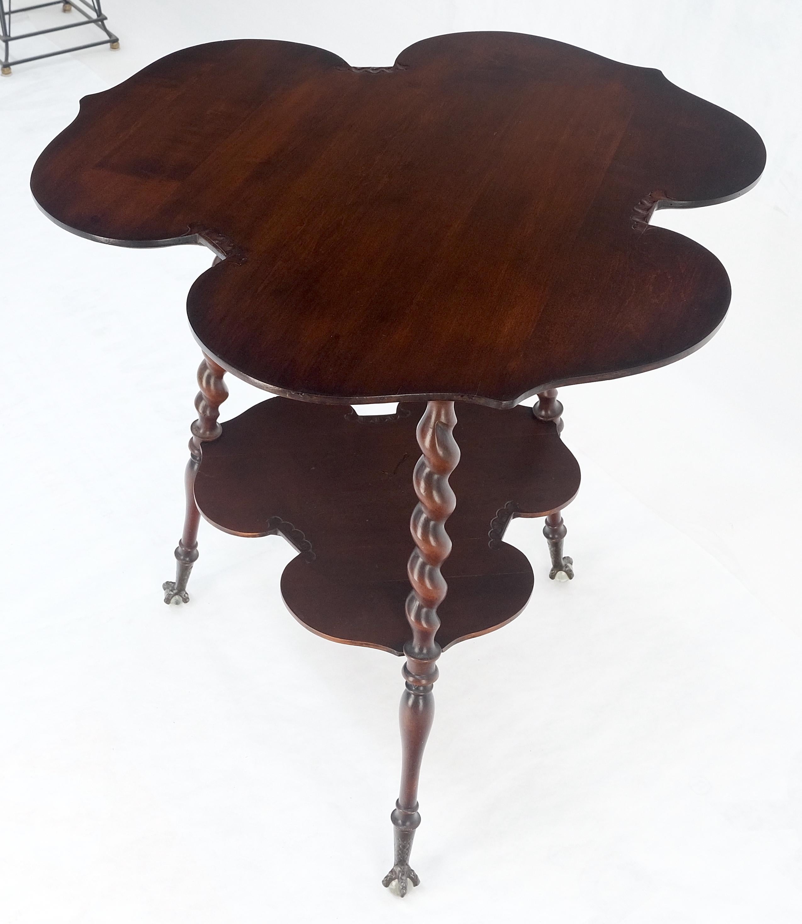 Cloverleaf Motif Carved Mahogany Claw Feet Twisted 