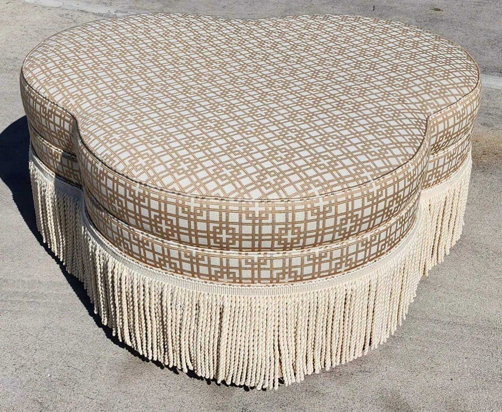 Polsterhocker mit Kleeblatt von Hickory (Baumwolle) im Angebot