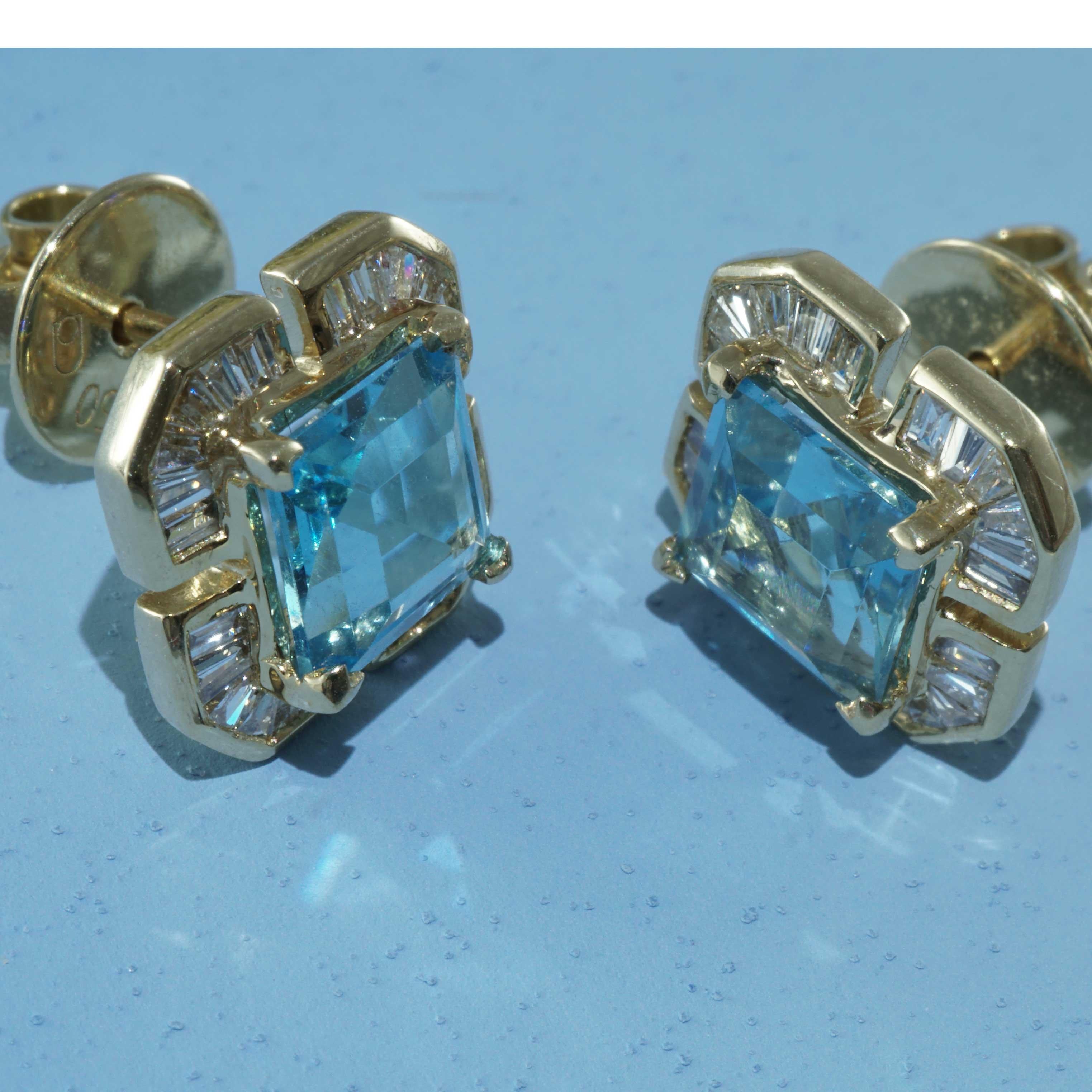 Cloverleaf shaped Blue Topaz Diamond Earrings Swiss Blue 1.8 ct 0.40 ct brandnew For Sale 7