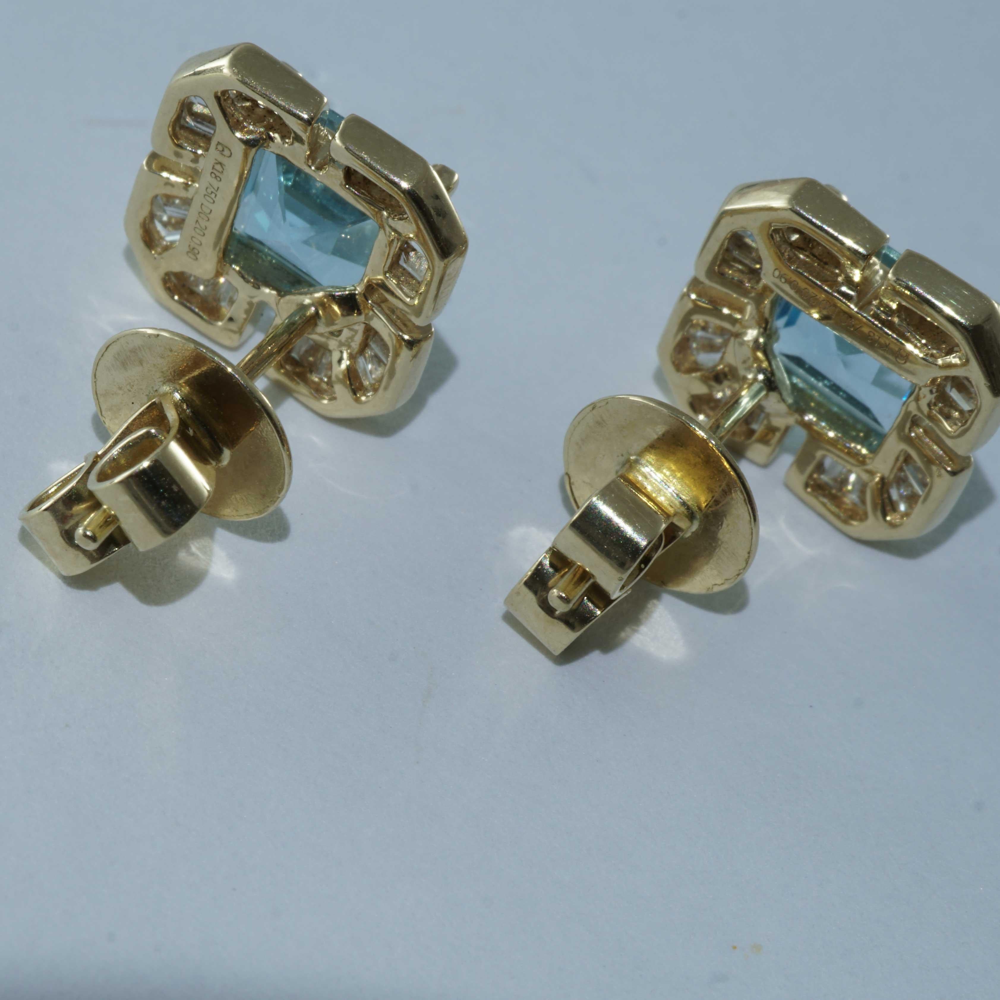 Cloverleaf shaped Blue Topaz Diamond Earrings Swiss Blue 1.8 ct 0.40 ct brandnew For Sale 3