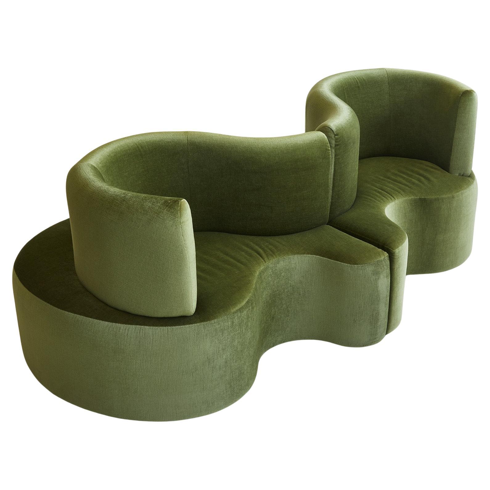 Cloverleaf sofa by Verner Panton in Prada green for Verpan