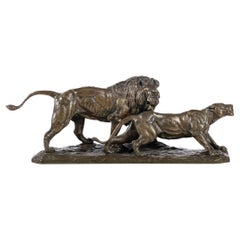 CLOVIS EDMOND MASSON (1838-1913)  "Lion and Lioness" 19th Century