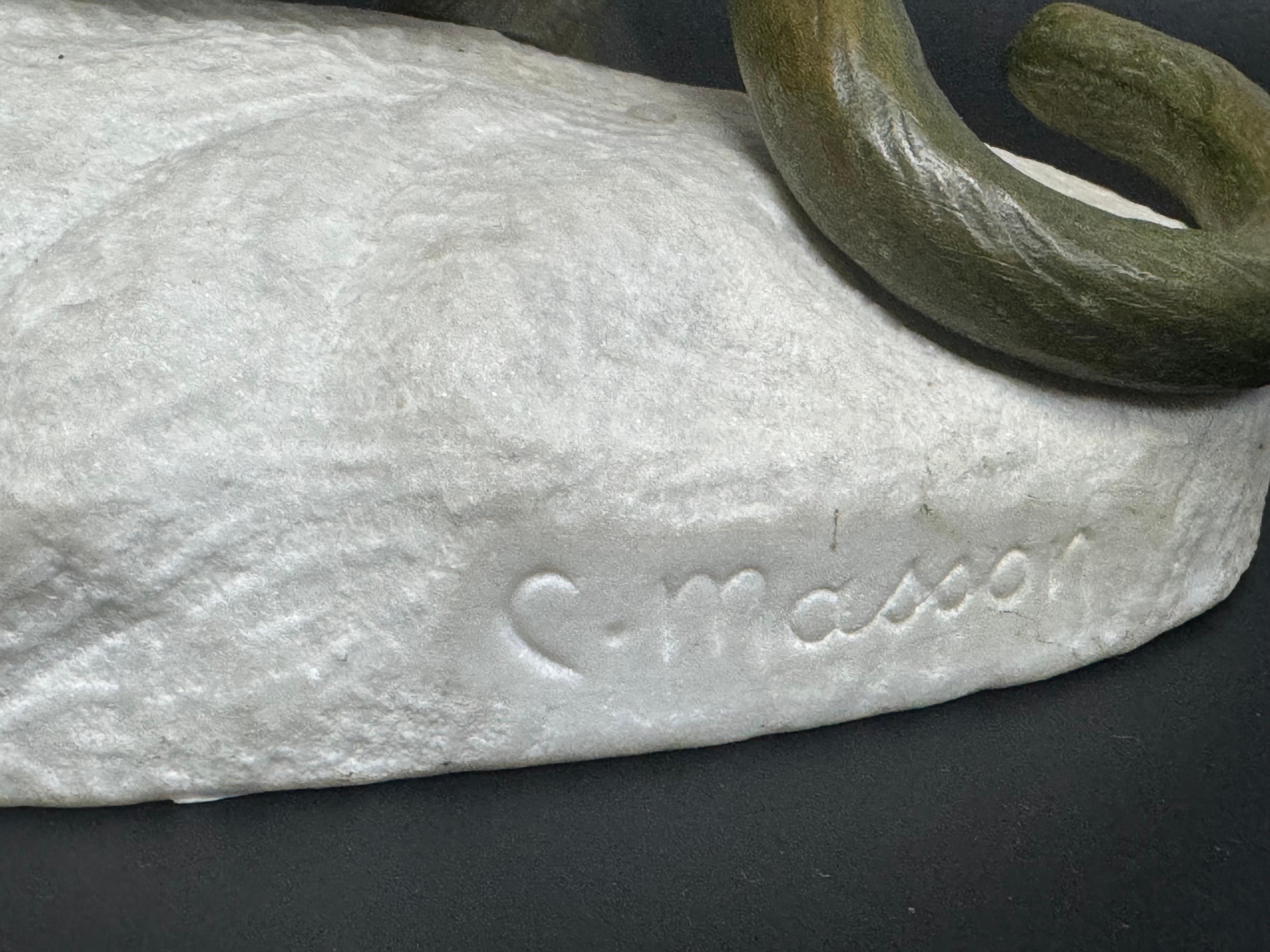 Clovis-Edmond MASSON (1858-1913) Panthère en bronze ciselé et patiné sur marbre In Excellent Condition For Sale In TOULON, FR