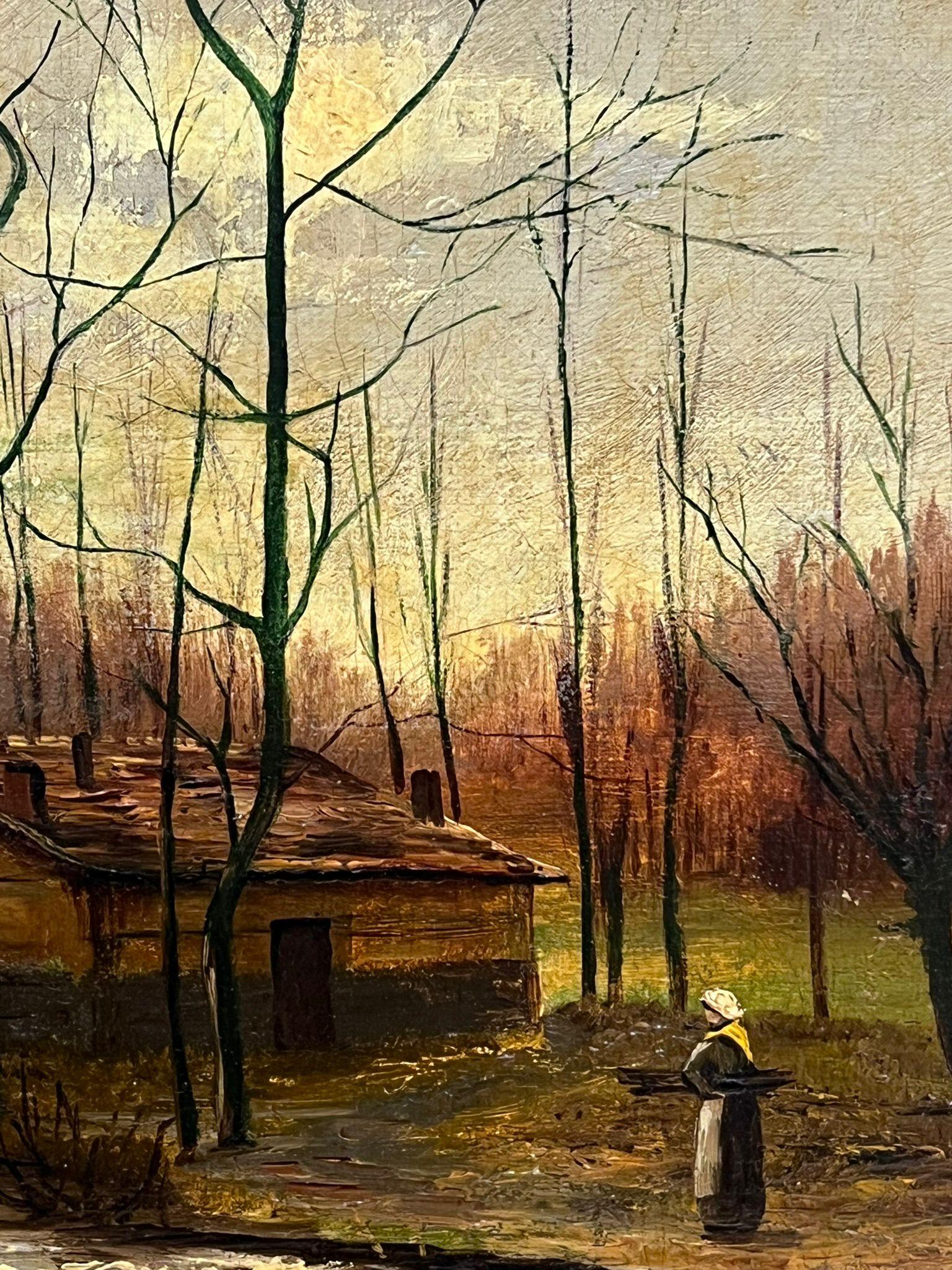 Le chalet des bois
par CLOVIS FRÉDÉRICK TERRAIRE (français, 1858-1931)
huile sur toile signée, encadrée dans un cadre antique doré
encadré : 14 x 18.5 pouces
toile : 10 x 14.5 pouces
provenance : collection privée, Paris
état : très bon et sain 