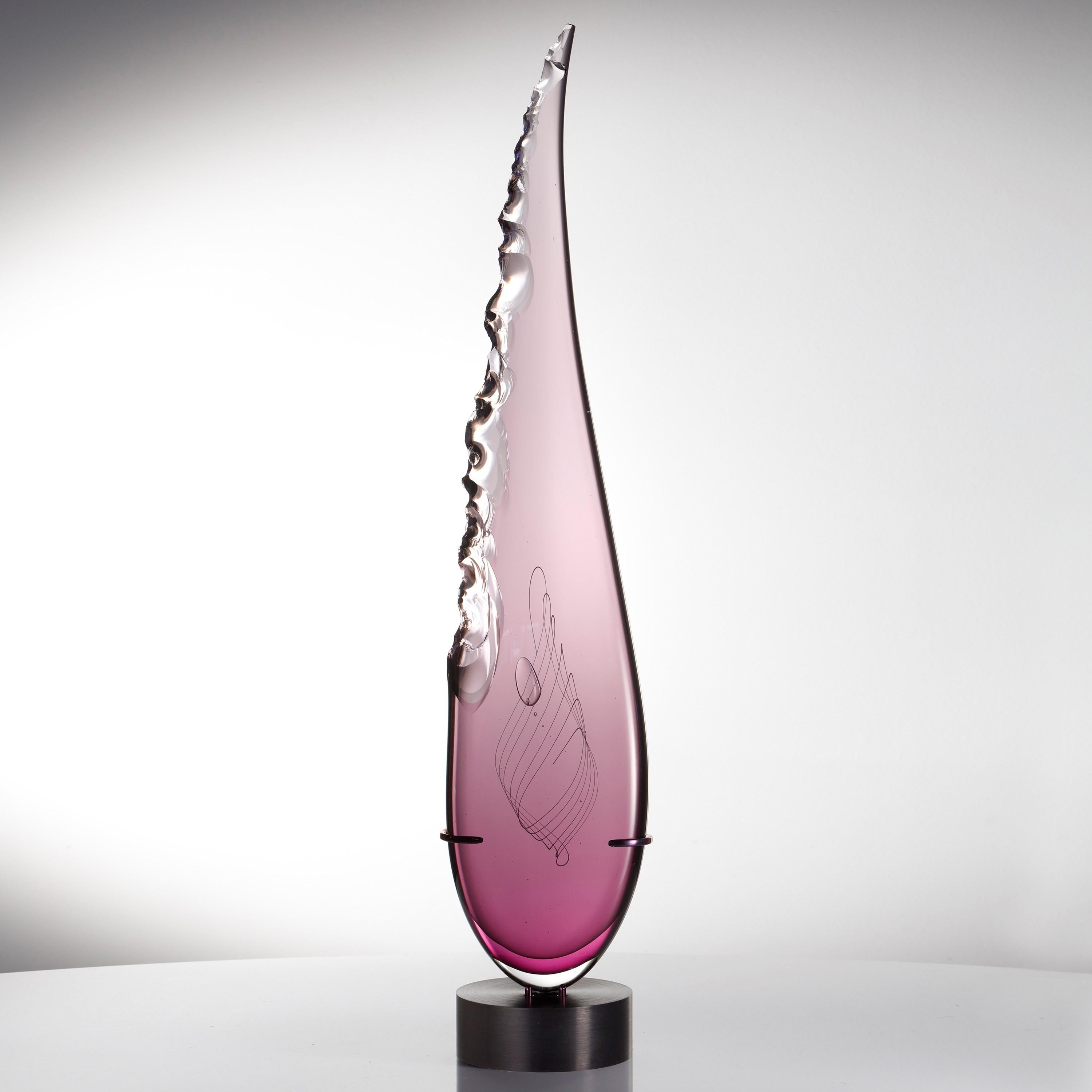'Clovis in Amethyst' is a unique tall glass sculpture by the British artist James Devereux.

Refinement and daring combine within this statuesque sculpture. Poised upon a museum-quality patinated steel base, the eye is drawn upwards to the final