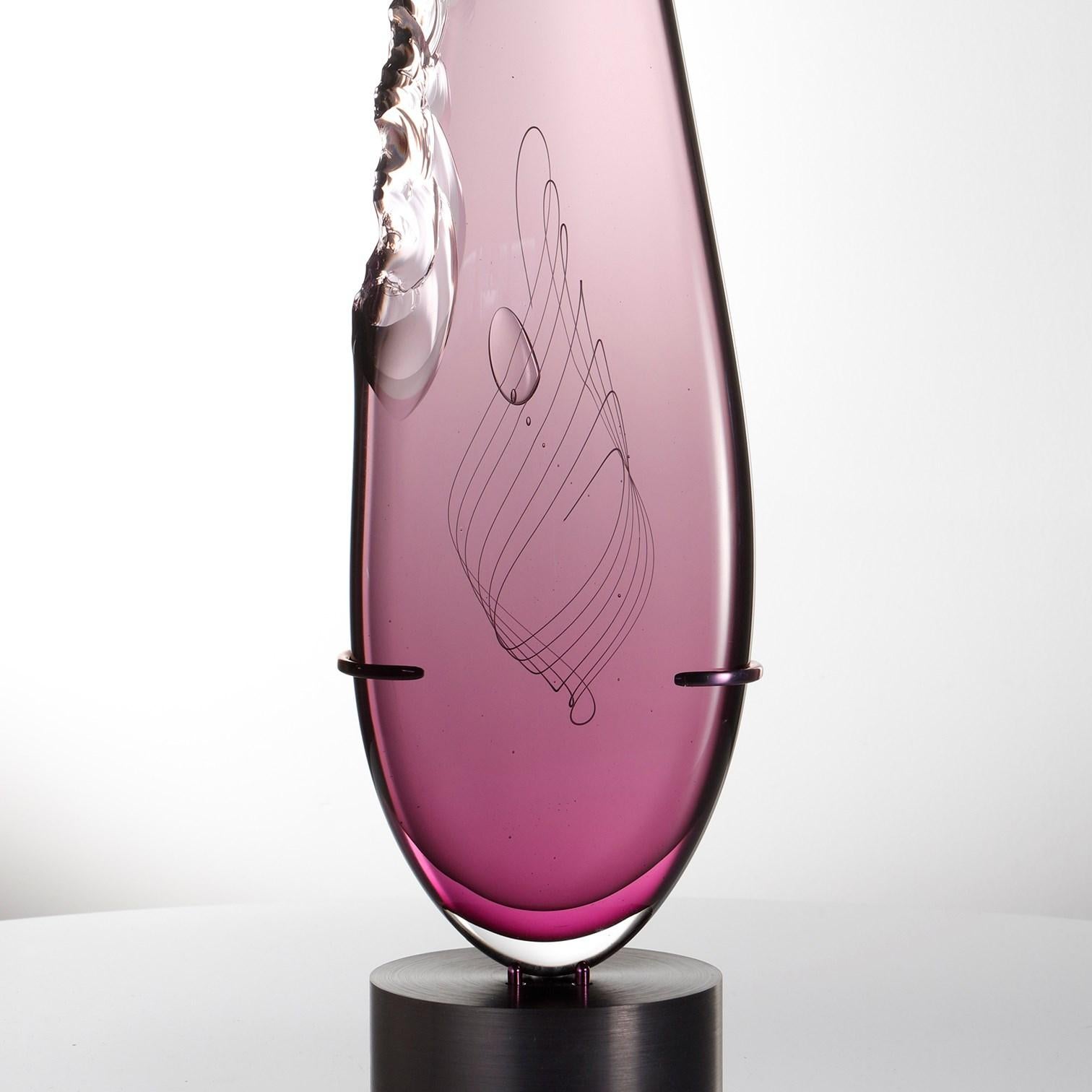 Organic Modern Clovis in Amethyst, a Unique Tall Abstract Glass Sculpture by James Devereux For Sale