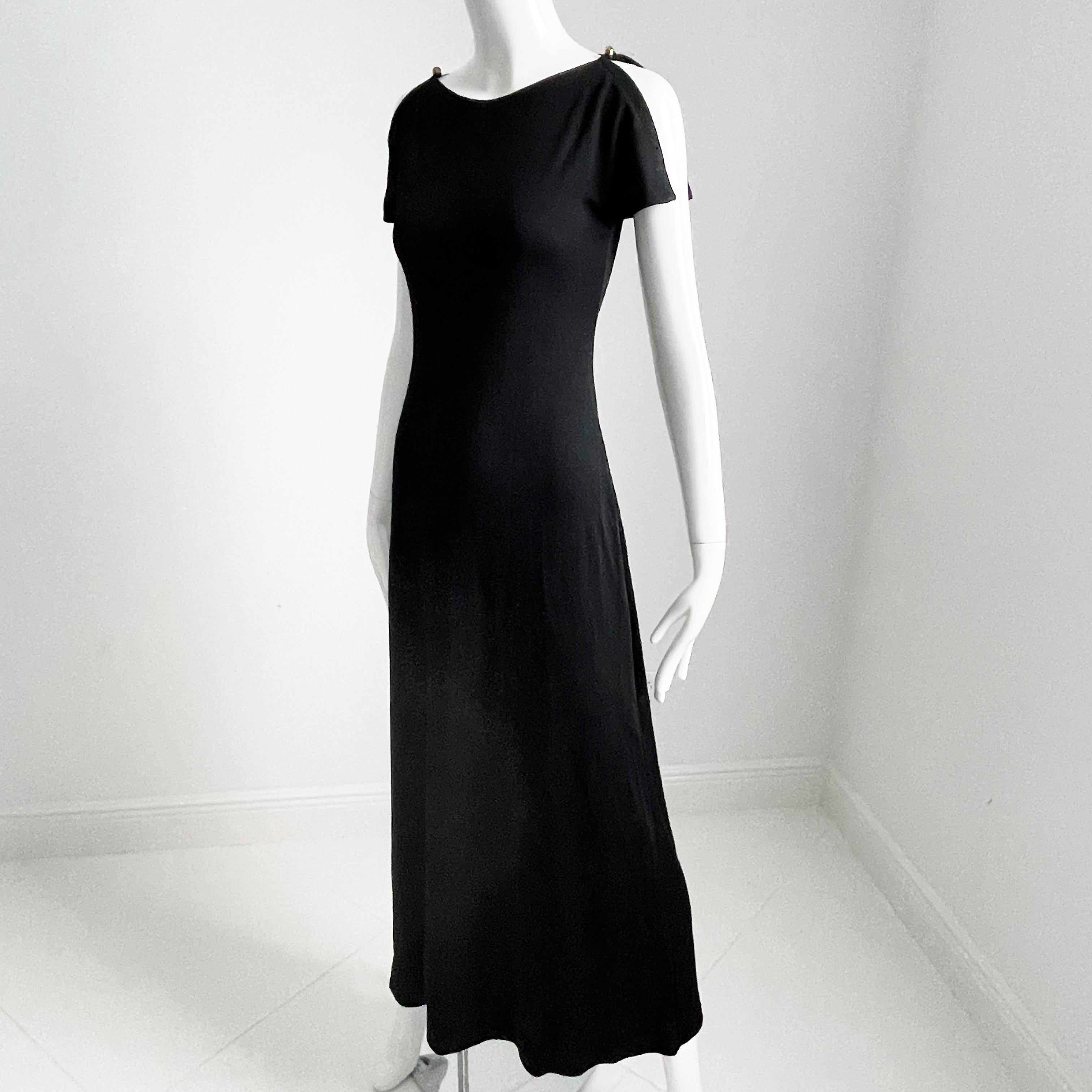 Vintage 70s Ruffinwear by designer Clovis Ruffin 'Ruffinwear' black maxi dress, sold by Saks 5th Avenue for their 