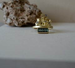 Clown Cluster Ring in 18K Yellow Gold, Tourmaline & Sapphires by Alma Sophia